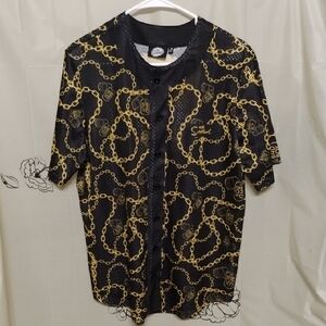 The Simpsons Black and Gold Chain Pattern Shirt